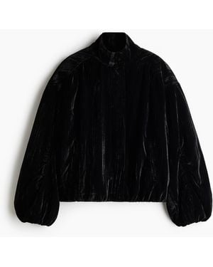 H&M Veloursjacke mit Ballonärmeln - Schwarz