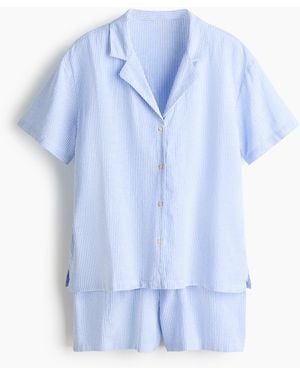 H&M Pyjama aus Leinenmix - Blau