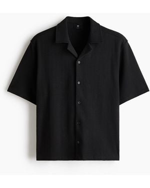 H&M Freizeithemd in Relaxed Fit - Schwarz
