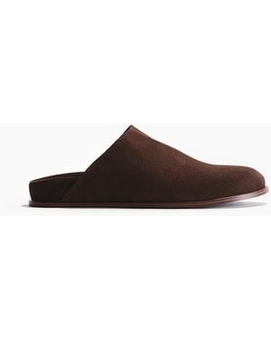 H&M Mules aus Veloursleder mit Fußbett - Braun