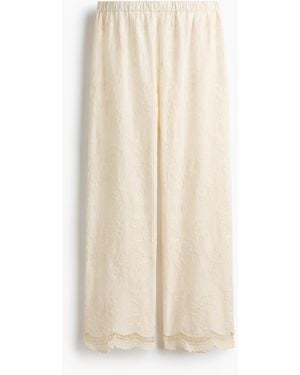 H&M Baumwollhose mit Stickereien - Natur