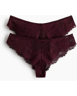H&M 2er-Pack Brazil Slips aus Spitze - Lila