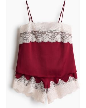 H&M Nachtwäsche aus Satin mit Spitze - Rot