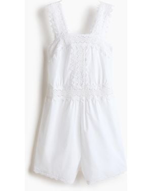 H&M MAMA Kurzer Jumpsuit aus Baumwolle mit Spitze - Weiß
