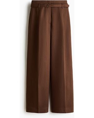 H&M Weite Hose mit Gürtel - Braun