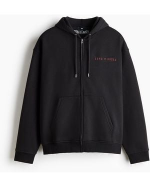 H&M Hoodiejacke in Loose Fit - Schwarz