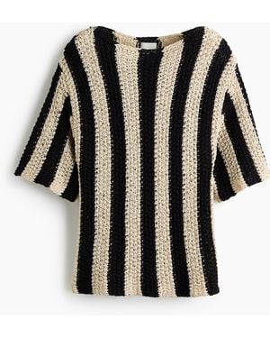 H&M Gestricktes Shirt mit U-Boot-Ausschnitt - Schwarz
