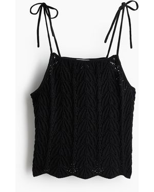 H&M Top aus Pointellestrick - Schwarz