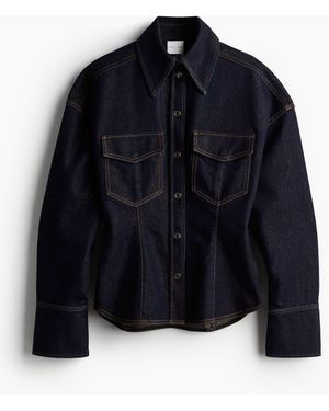 H&M Glitzernde Jeansbluse mit Sanduhr-Silhouette - Blau