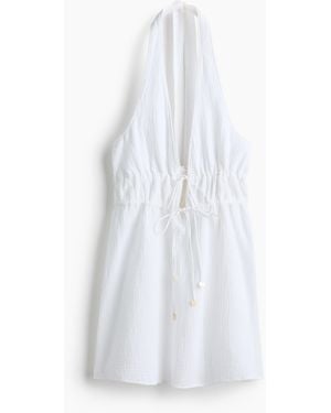 H&M Katoenen Strandjurk Met Halterbandjes - Wit