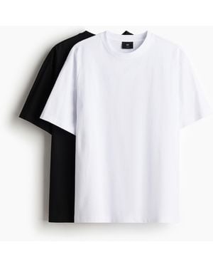 H&M 2er-Pack T-Shirts in Loose Fit - Weiß