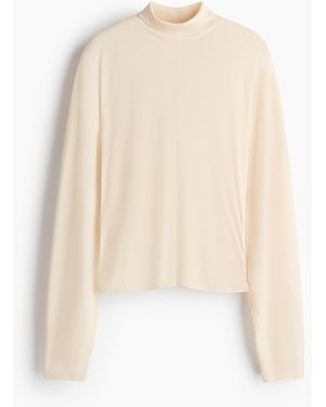 H&M Shirt mit Turtleneck und Fledermausärmeln - Natur