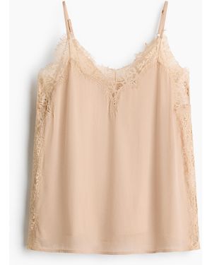 H&M Viskosetop mit Spitzenbesätzen - Natur