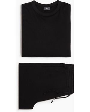 H&M Baumwollpyjama mit Waffelstruktur - Schwarz