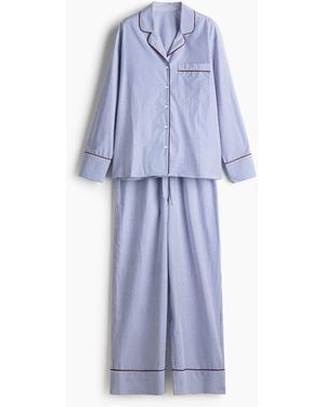 H&M Pyjama aus Baumwollpopeline - Blau