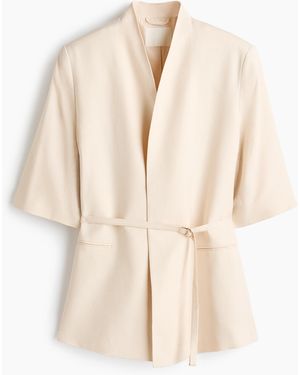 H&M Blazer Van Linnenmix Met Korte Mouwen - Naturel