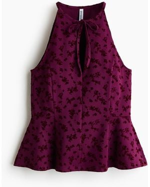 H&M Peplumtop mit Flockprint - Lila