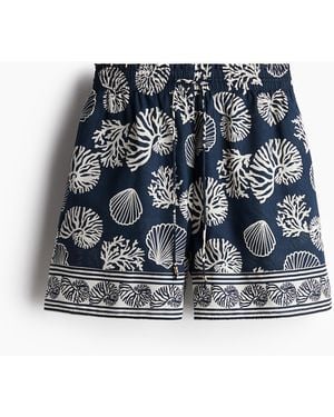 H&M Bedruckte Shorts mit Tunnelzug - Blau