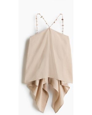 H&M Top Van Linnenmix Met Draperie - Naturel