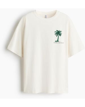 H&M Oversized T-Shirt mit Print - Weiß