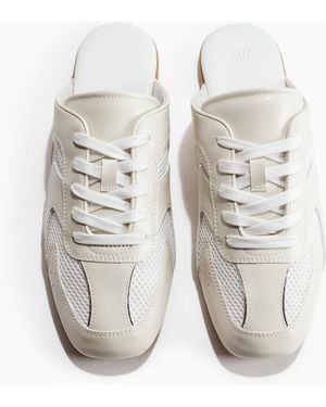 H&M Lederne Pantoletten im Sneaker-Look - Weiß