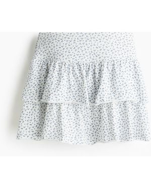 H&M Mini-Stufenjupe aus Jersey - Weiß