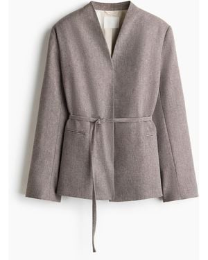 H&M Oversized-Blazer mit Gürtel - Braun