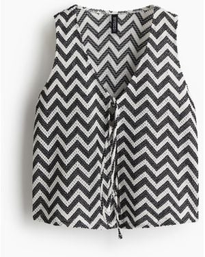 H&M Gilet aus Jacquardstrick mit Bindebändern - Weiß