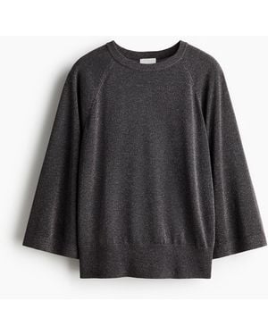 H&M Glitzerndes Feinstrickshirt - Schwarz