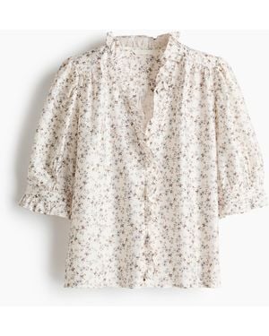H&M Rüschenbluse mit Puffärmeln - Weiß