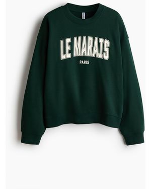 H&M Sweater Met Geprint Motief - Groen