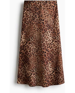 H&M Satijnen Slip-on Rok - Bruin