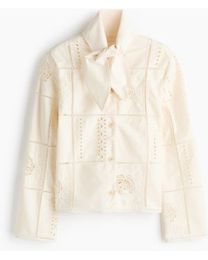 H&M Jasje Met Broderie Anglaise En Sjaalkraag - Wit