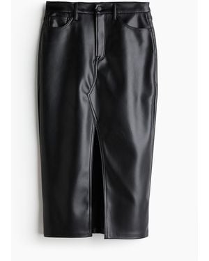 H&M Slit Front Midi - Schwarz