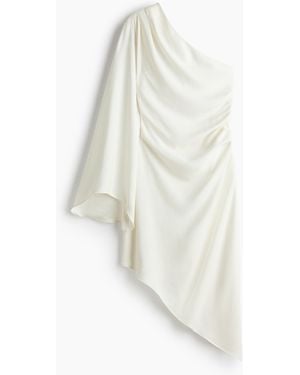 H&M Asymmetrisches Kleid mit Drapierung - Weiß