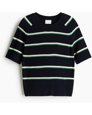 H&M Geripptes Shirt - Schwarz