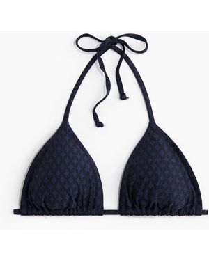 H&M Wattiertes Triangel-Bikinitop - Blau