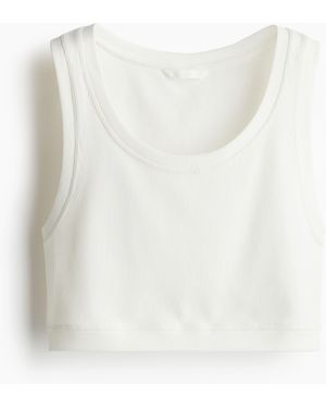 H&M Kurzes geripptes Tanktop - Weiß