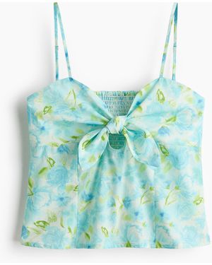 H&M Popelinetop mit Bindedetail - Blau