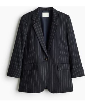 H&M Single-breasted Blazer Van Linnenmix - Zwart