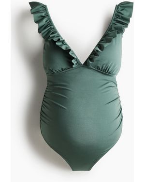 H&M MAMA Badeanzug mit Volantbesatz - Grün