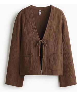 H&M Tie-front muslin jacket - Braun
