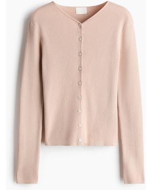H&M Ribgebreid Vest Van Viscosemix - Roze