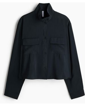 H&M Hemd aus Viskosegemisch mit Stehkragen - Blau