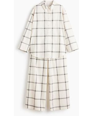 H&M Geruite Pyjama Van Katoenen Satinet - Wit