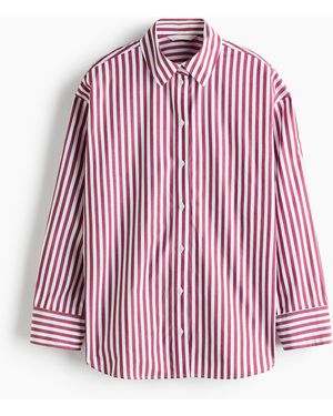 H&M Oversized Overhemdblouse Van Popeline - Roze