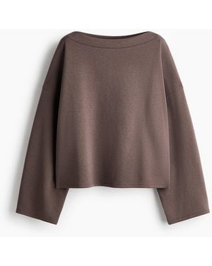 H&M Sweatshirt mit U-Boot-Ausschnitt - Braun