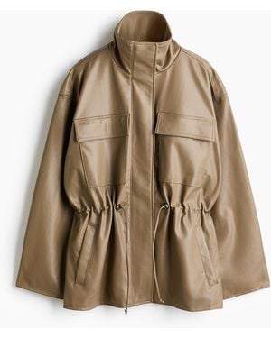 H&M Oversized Drawstring-detail Jacket - Bruin