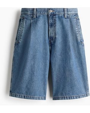 H&M Denim Short Met Plooien - Blauw