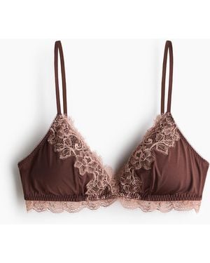 H&M Padded Soft-bh Van Microvezel En Kant - Bruin